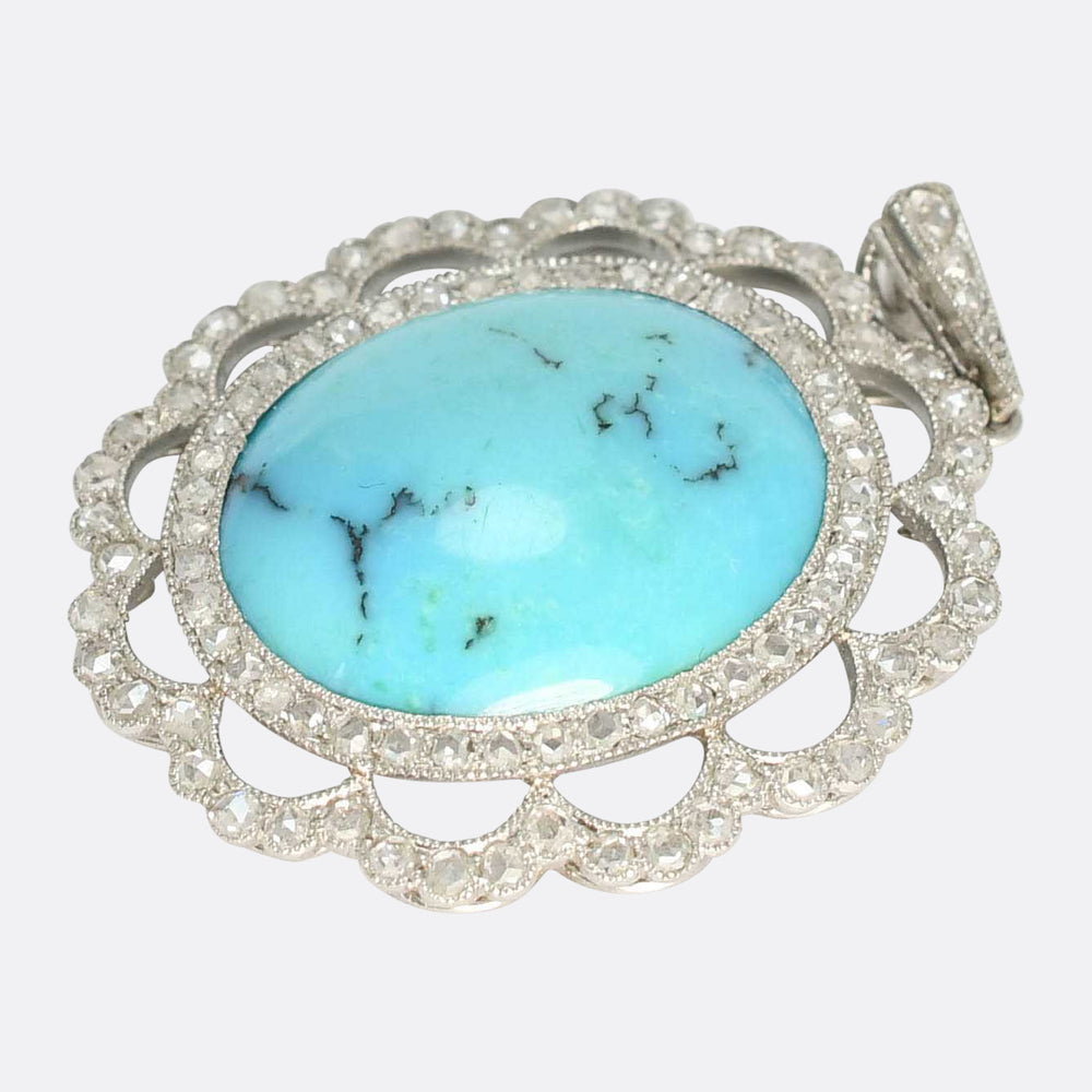 Edwardian Turquoise & Diamond Pendant