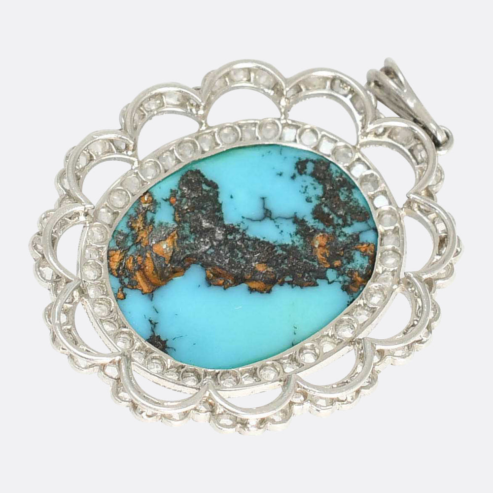 Edwardian Turquoise & Diamond Pendant