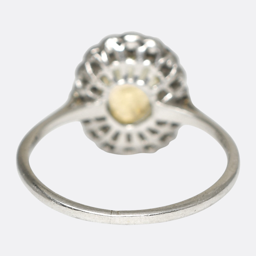 Edwardian Yellow Sapphire & Diamond Daisy Cluster Ring
