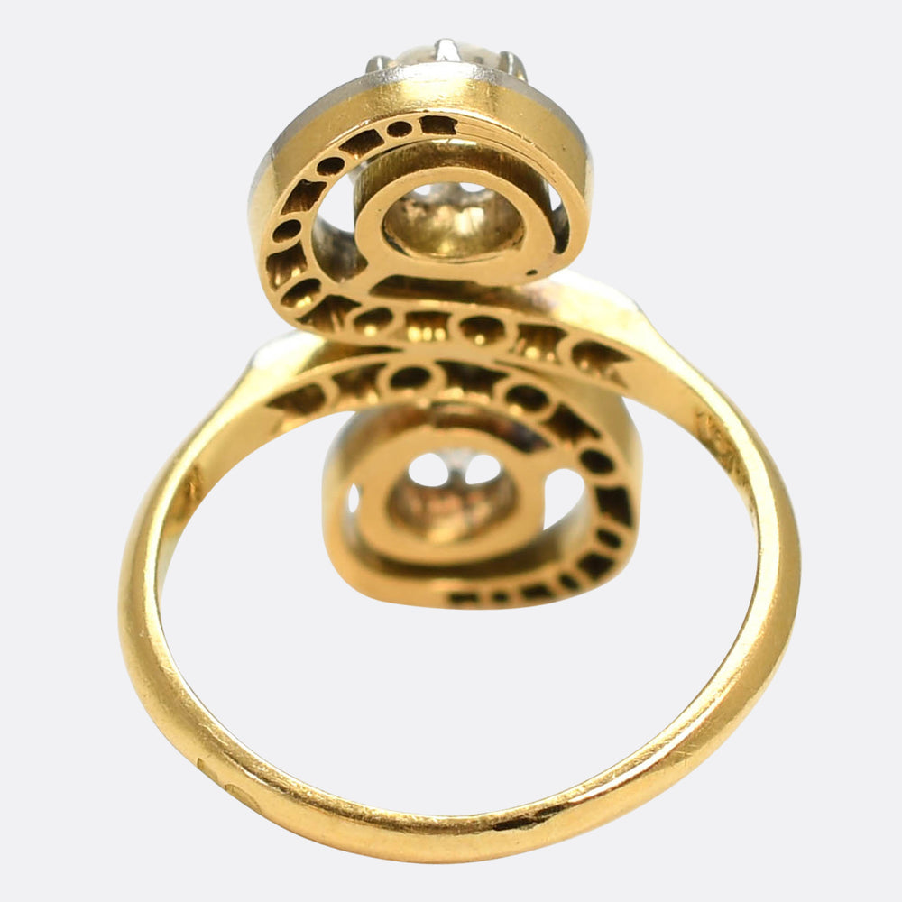 French Art Nouveau Diamond Toi et Moi Ring
