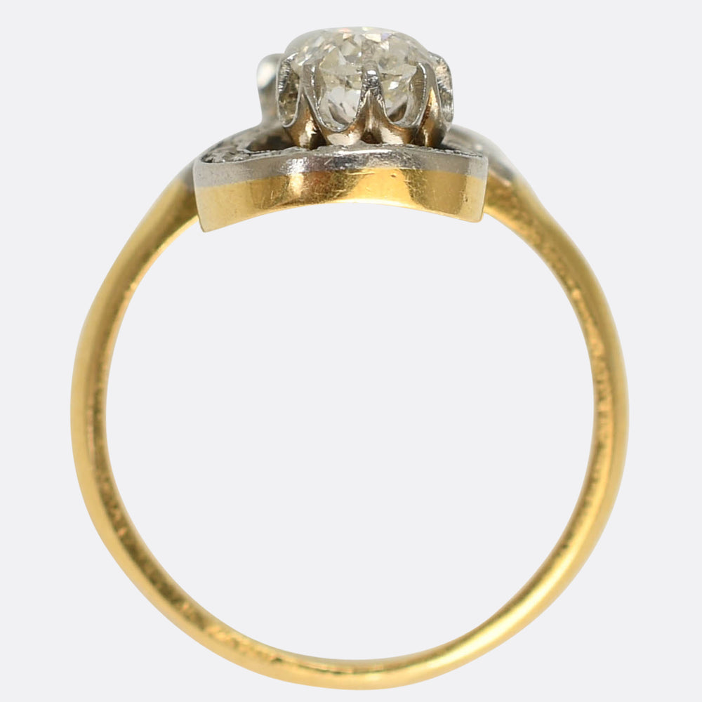 French Art Nouveau Diamond Toi et Moi Ring