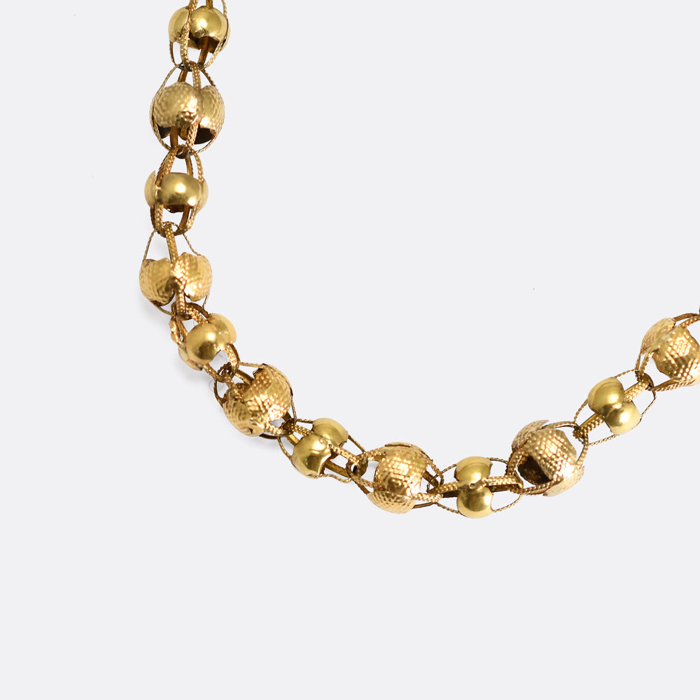 Georgian 15k Gold Turquoise Long Guard Chain