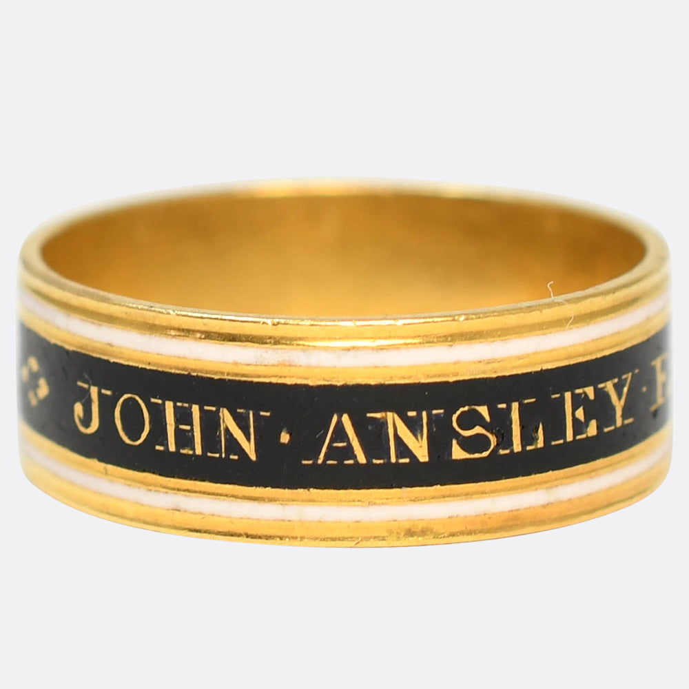 Georgian 18k Gold & Enamel Memorial Ring