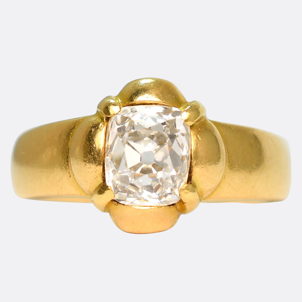 Georgian 2ct Old Cushion Cut Diamond Solitaire Ring