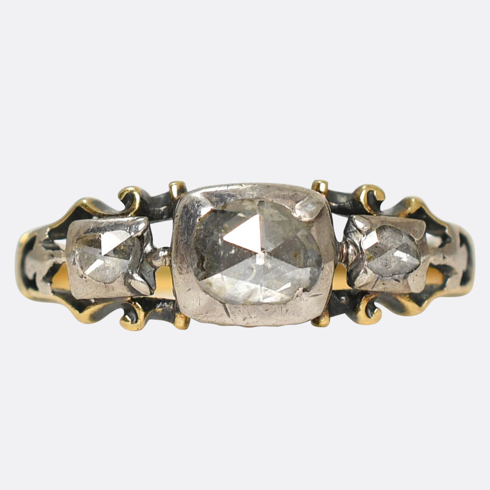 Georgian 3-Stone Rose Cut Diamond Ring