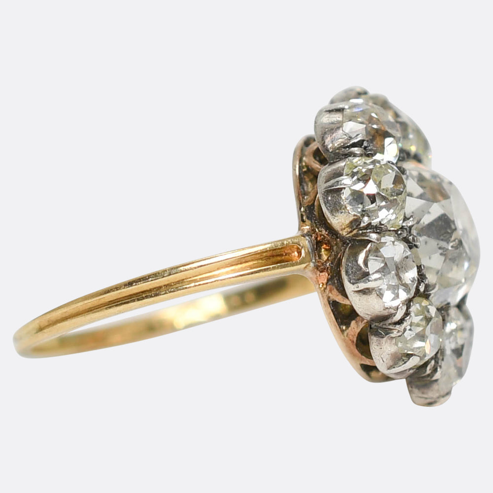 Georgian 5.36ct Old Cut Diamond Cluster Ring