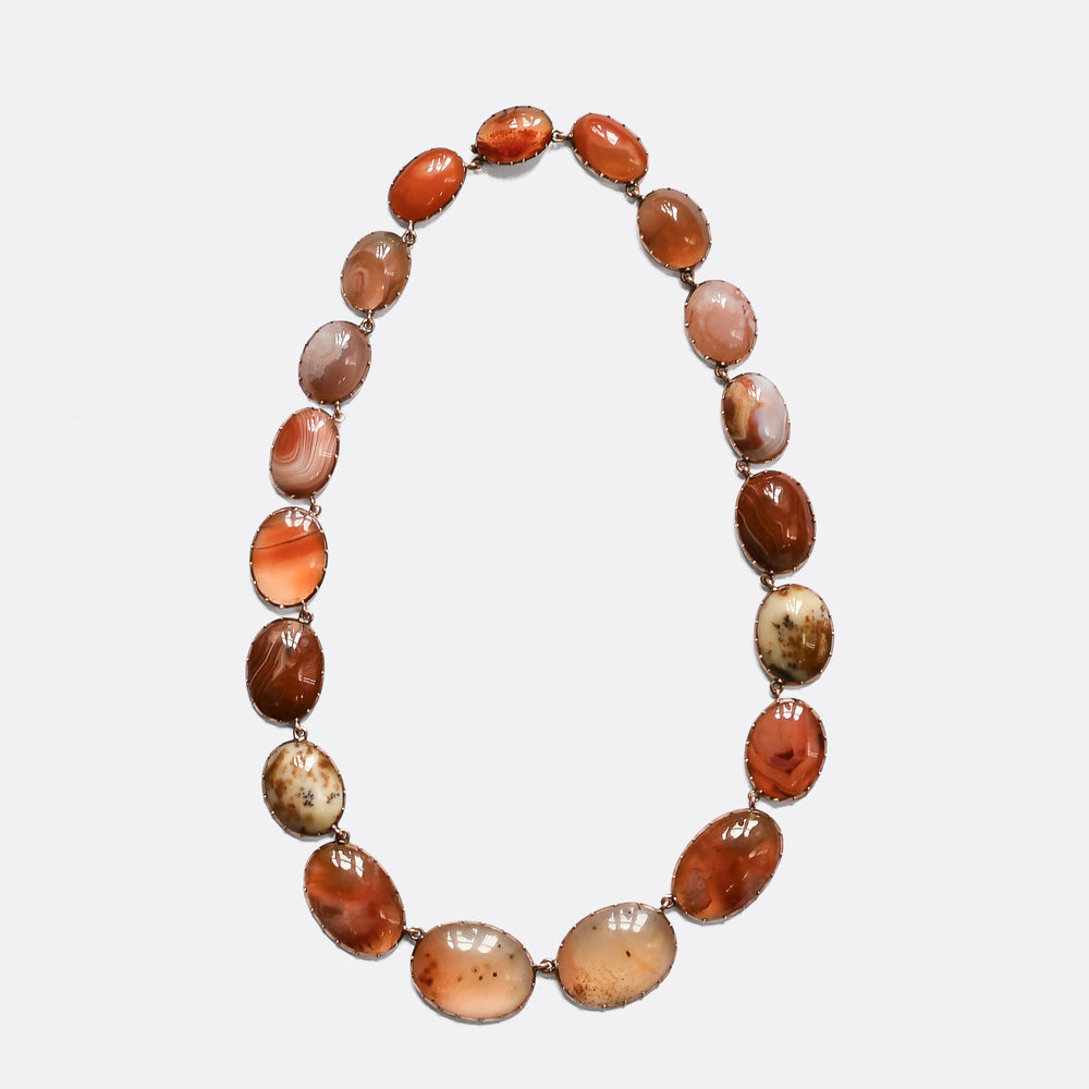 Georgian Agate Rivière Necklace & Earrings Suite