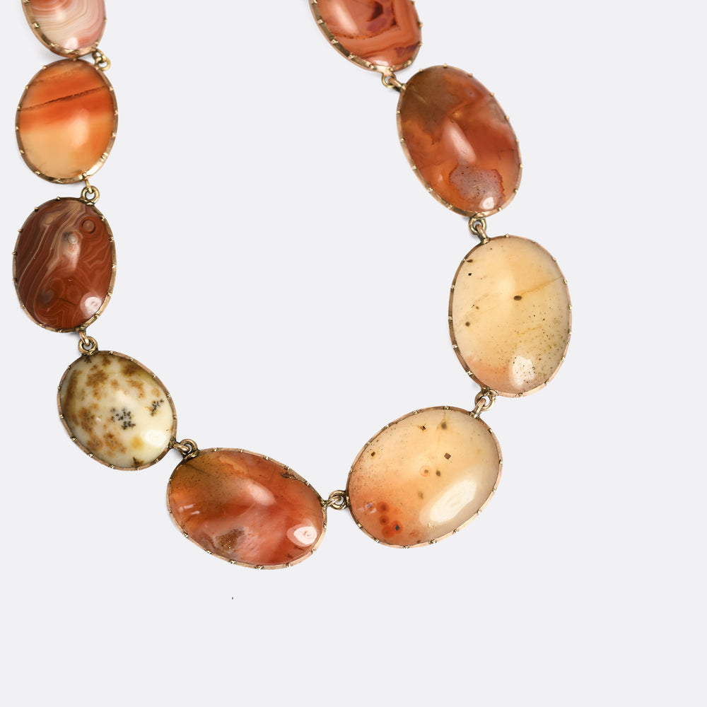 Georgian Agate Rivière Necklace & Earrings Suite