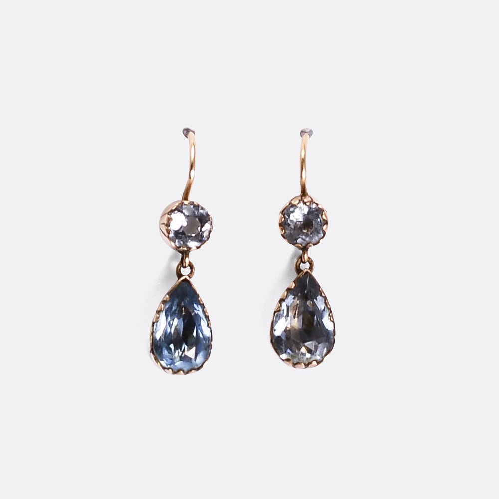 Georgian Aquamarine Paste Earrings