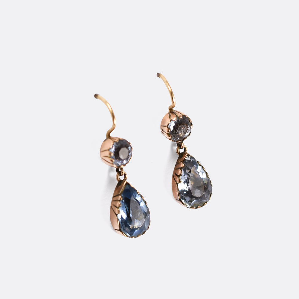 Georgian Aquamarine Paste Earrings