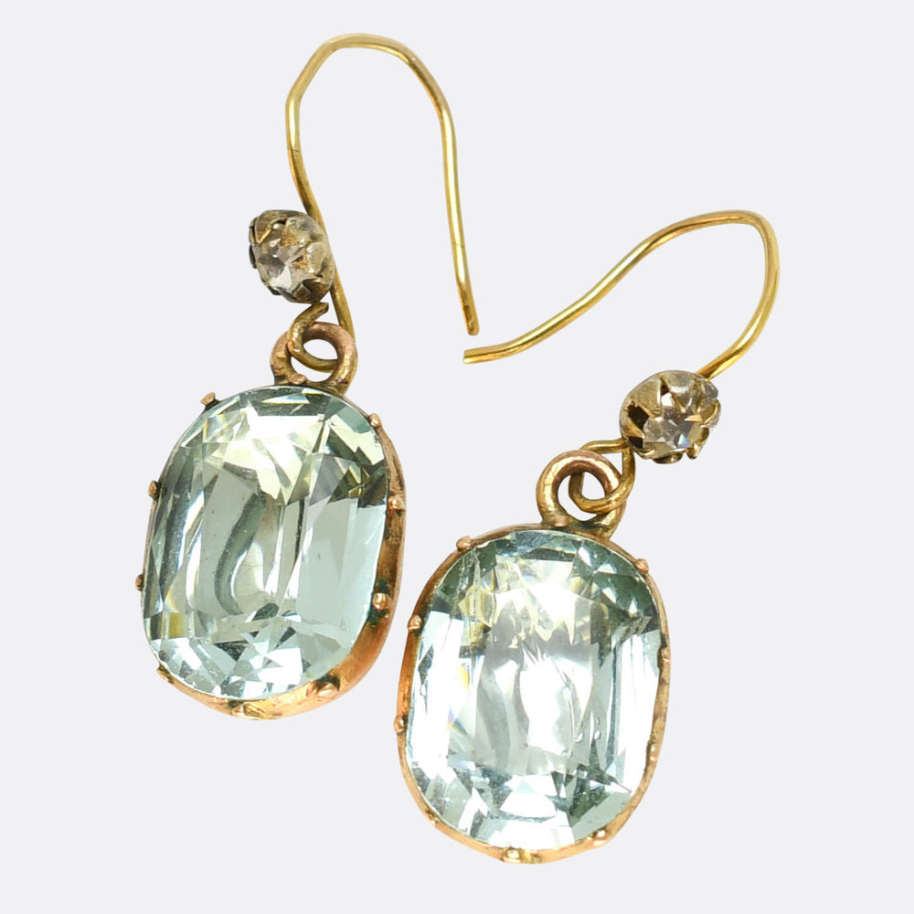 Georgian Aquamarine & Paste Earrings