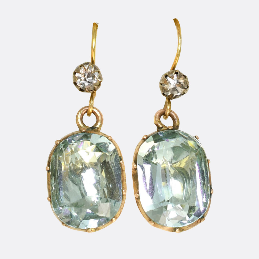 Georgian Aquamarine & Paste Earrings