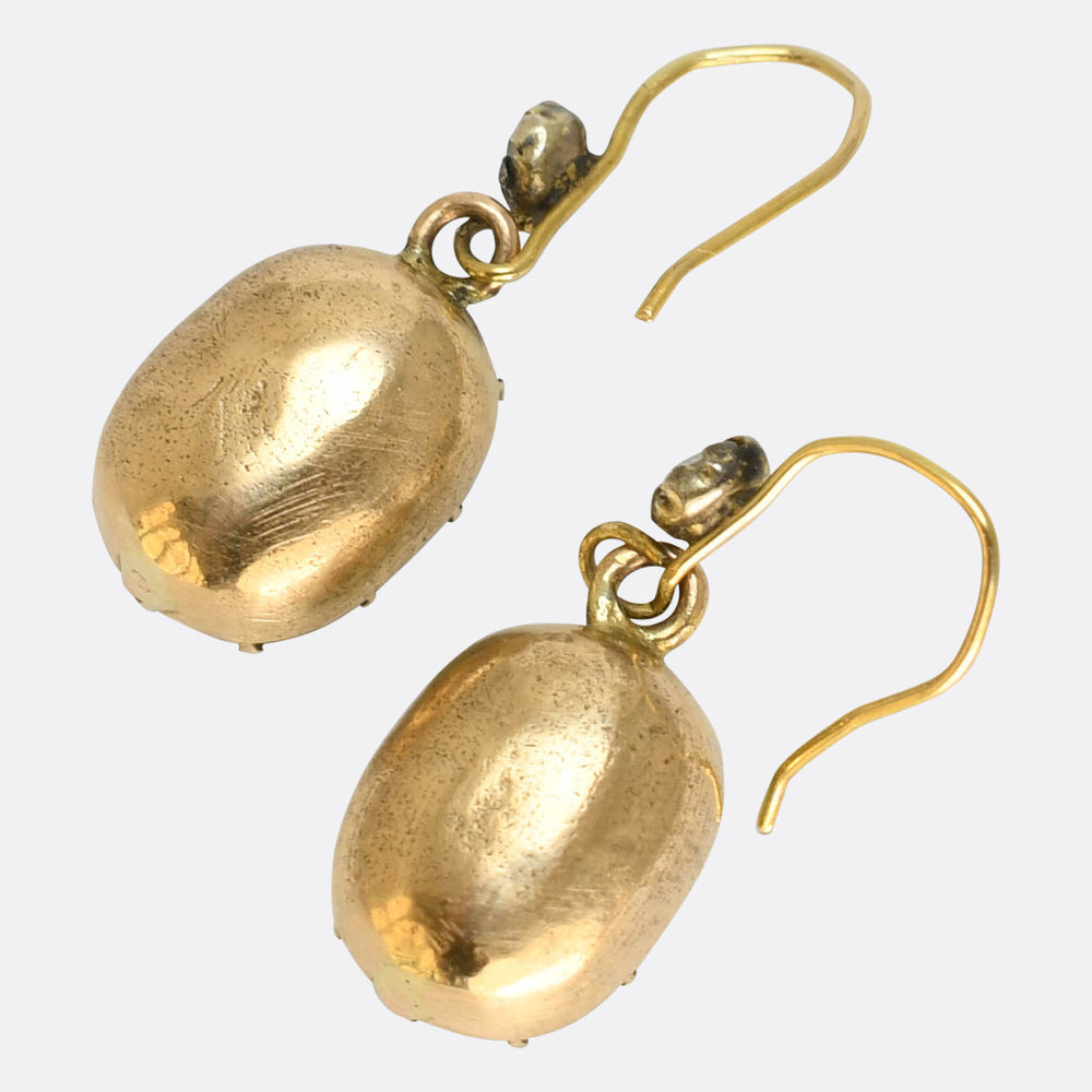 Georgian Aquamarine & Paste Earrings