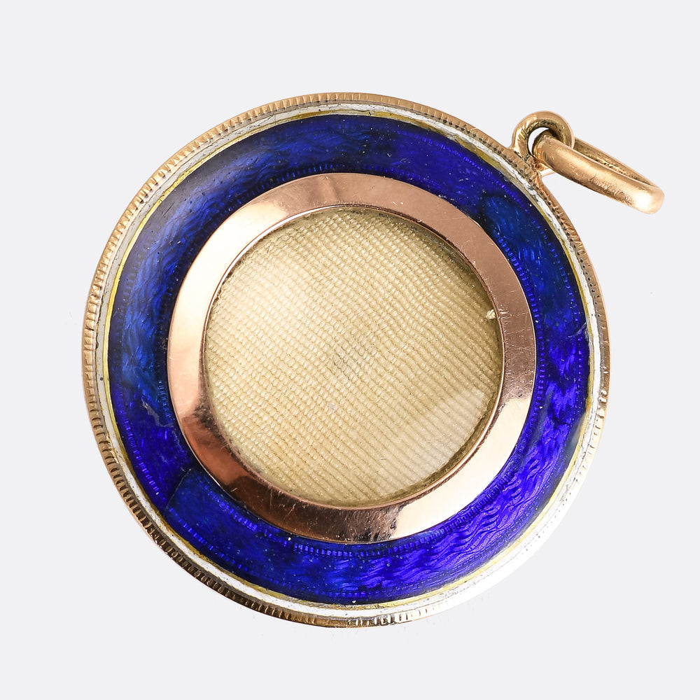Georgian Blue Enamel & Pearl Locket