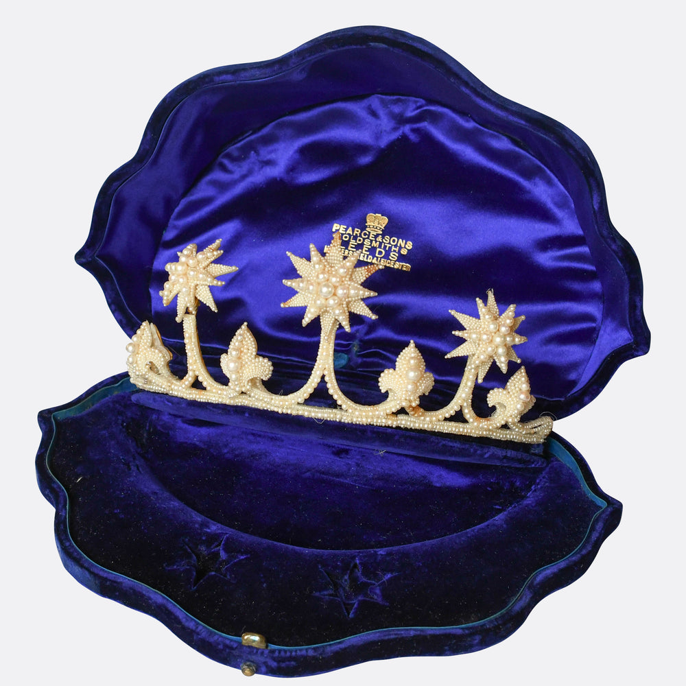 Georgian Boxed Woven Pearl Starburst Tiara