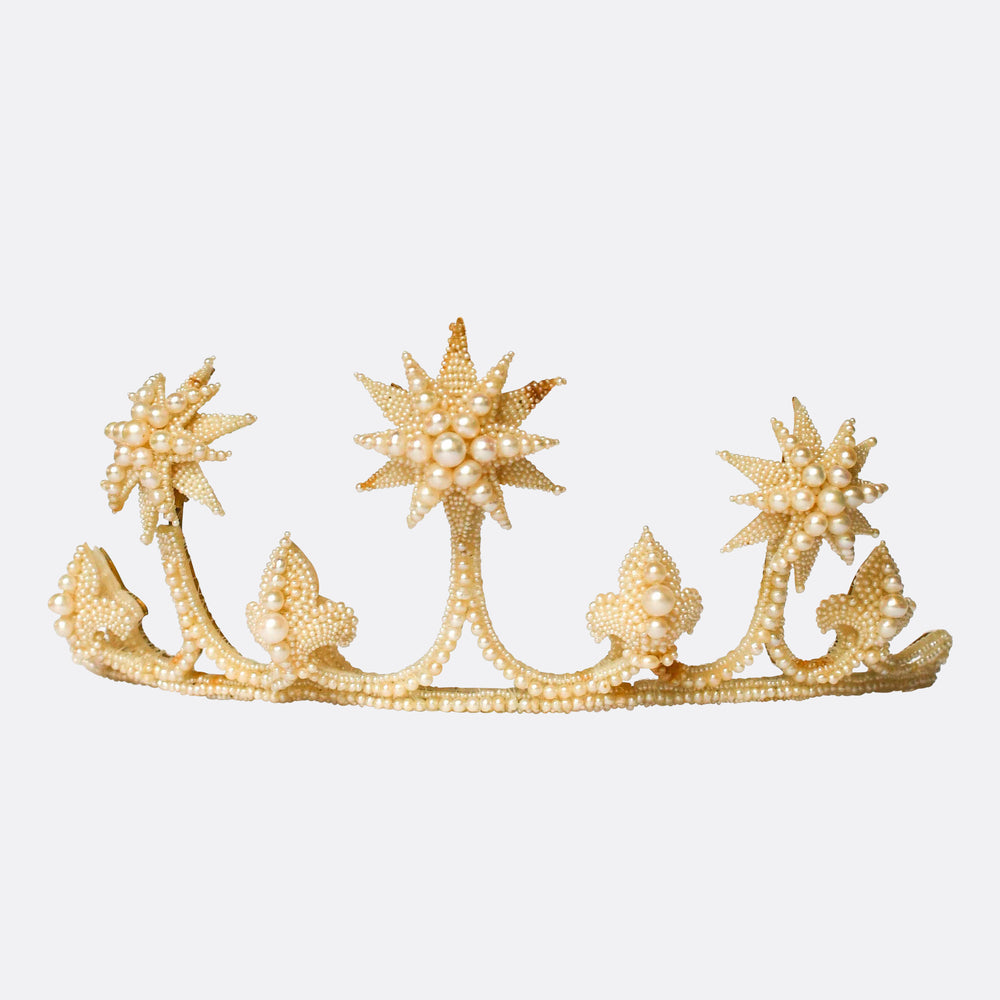 Georgian Boxed Woven Pearl Starburst Tiara