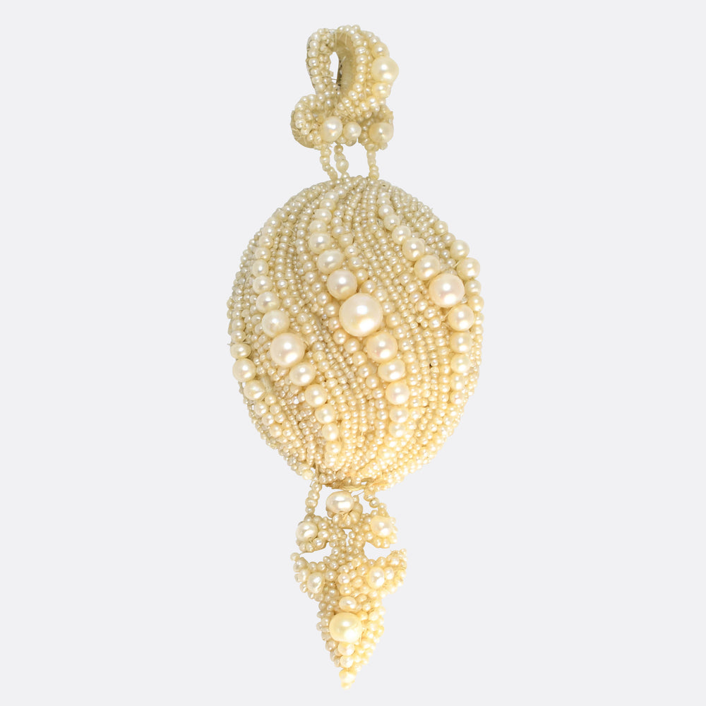 Georgian Boxed Woven Pearl Trompe L'oeil Locket
