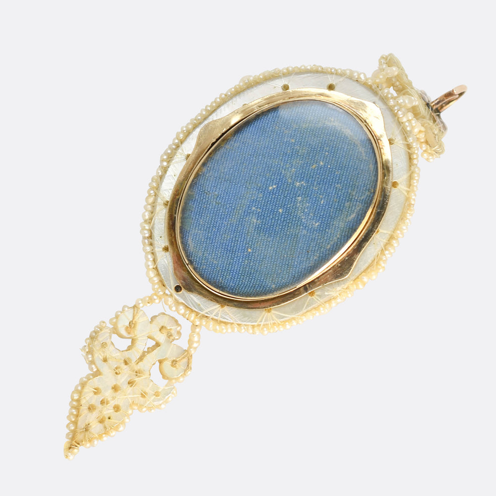 Georgian Boxed Woven Pearl Trompe L'oeil Locket