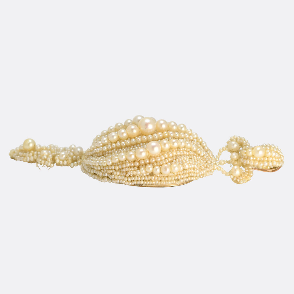 Georgian Boxed Woven Pearl Trompe L'oeil Locket