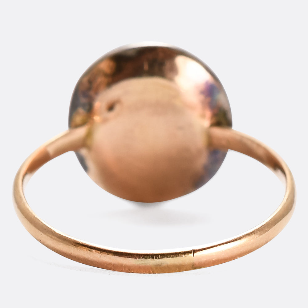 Georgian Cabochon Amethyst & Diamond Memorial Cluster Ring