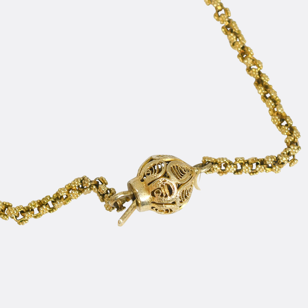 Georgian Cannetille Cross Pendant & Chain