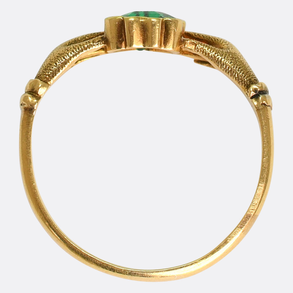 Georgian Emerald Heart Handclasp Ring