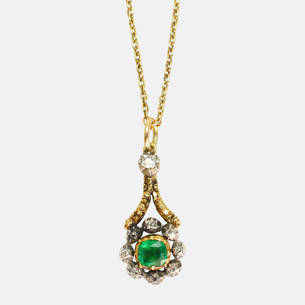 Georgian Emerald & Old Cut Diamond Halley's Comet Charm