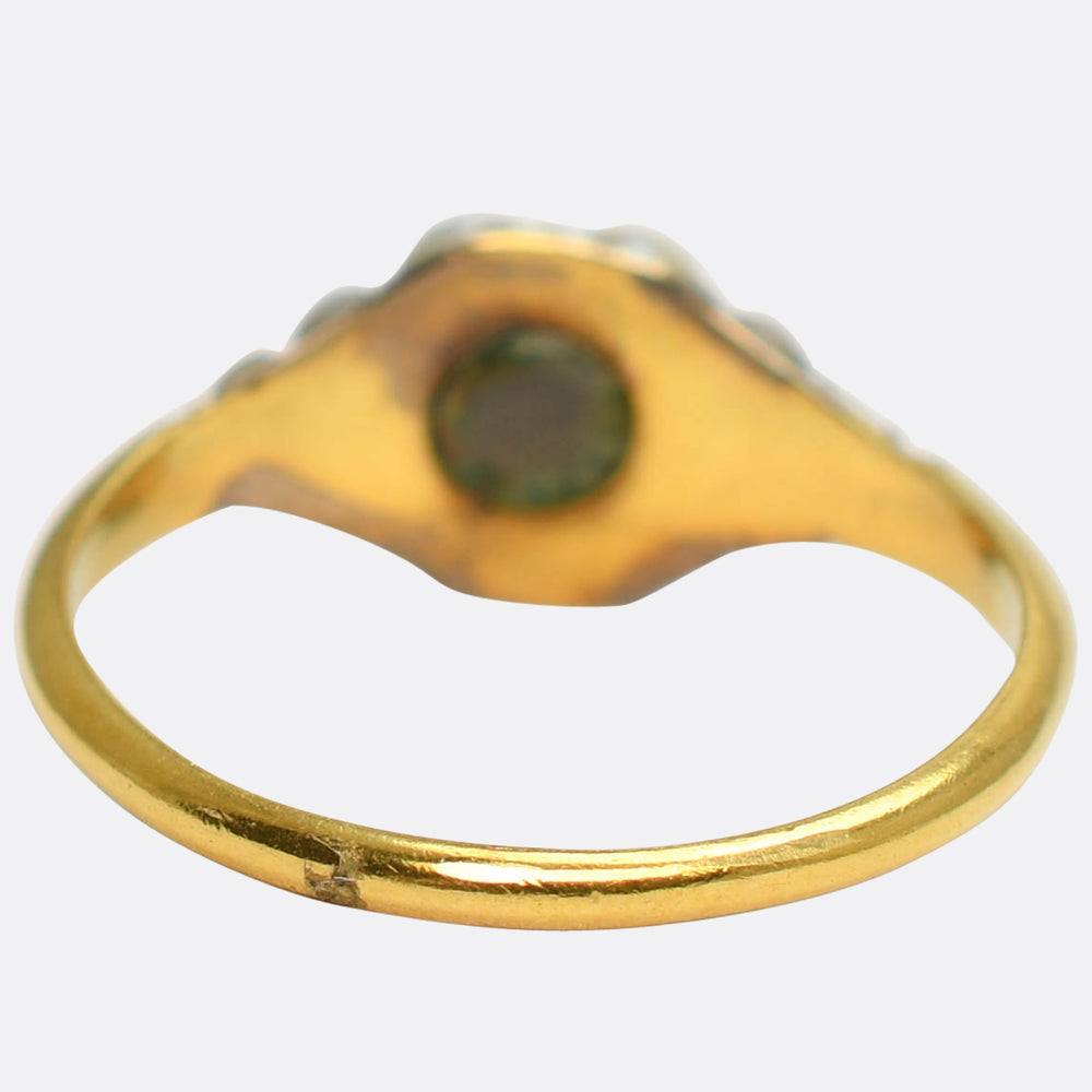 Georgian Emerald & Pearl Cluster Locket Ring