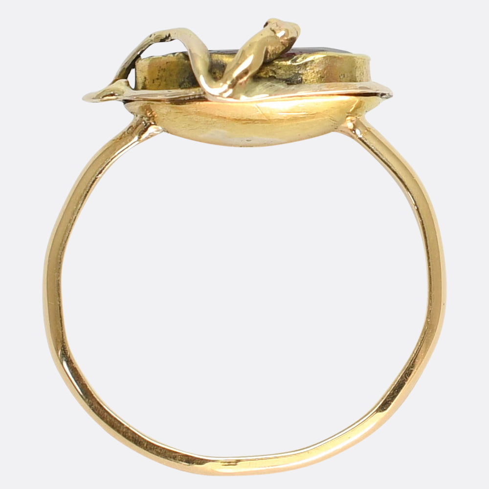 Georgian Flat Cut Garnet Snake Ring