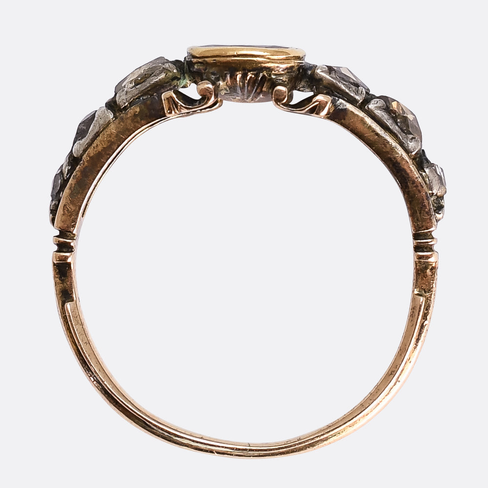 Georgian Flat Cut Garnet & Diamond Ring