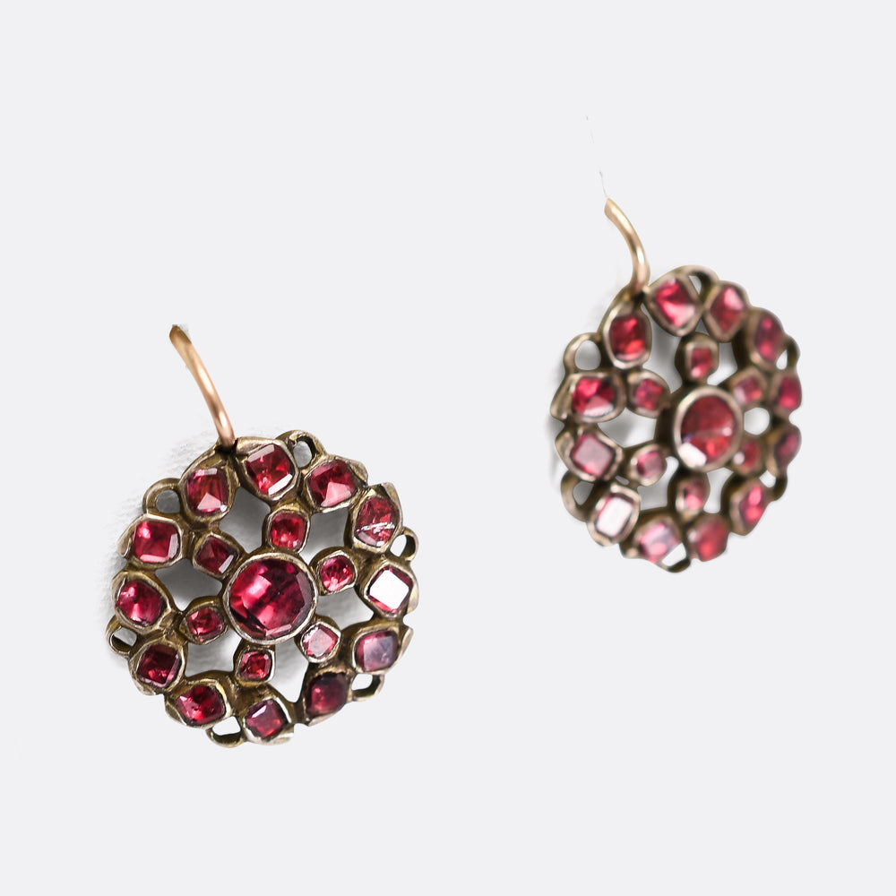 Georgian Garnet Cluster Earrings