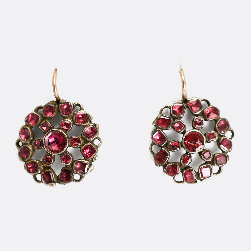 Georgian Garnet Cluster Earrings