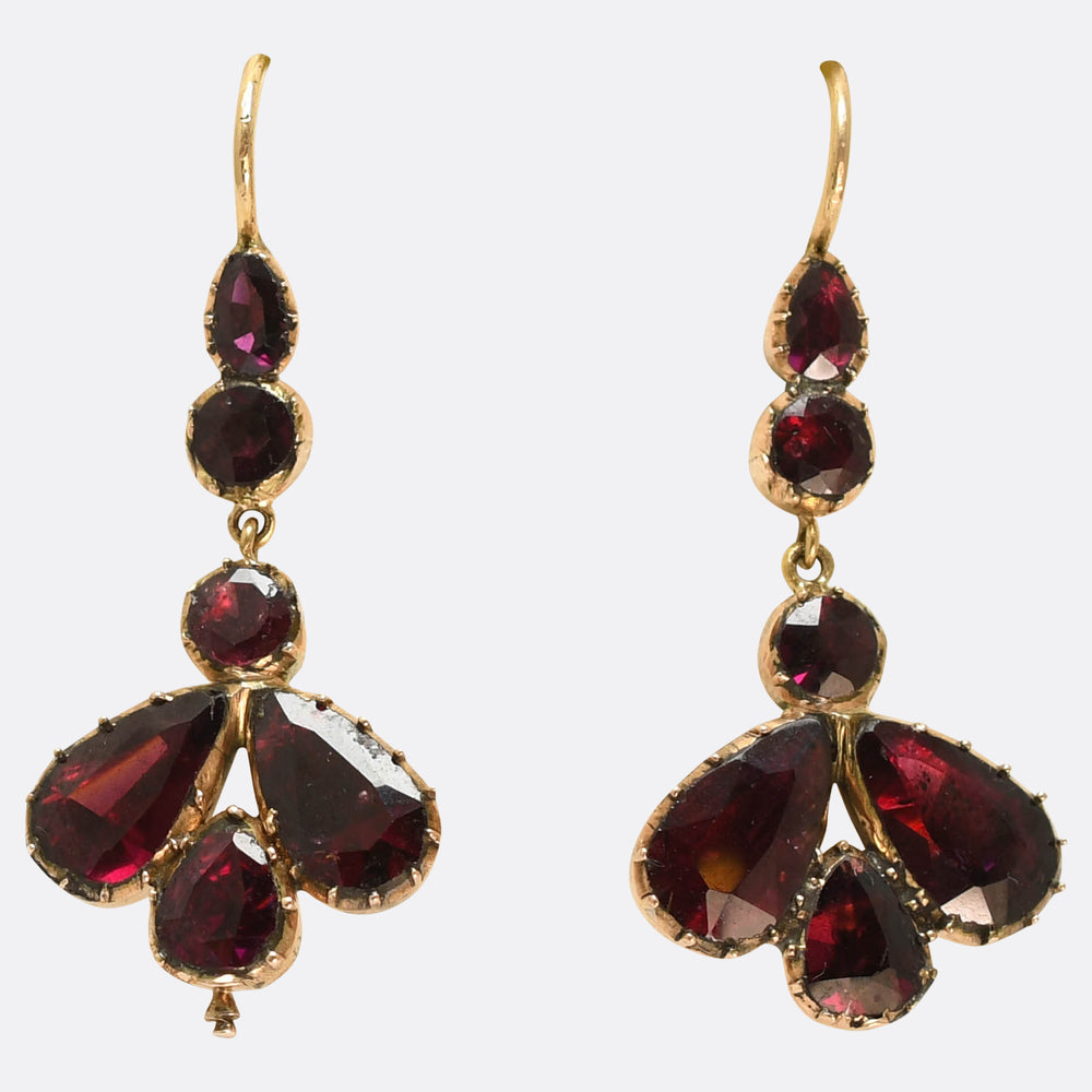 Georgian Garnet Drop Earring