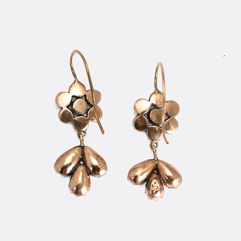 Georgian Garnet Flower Earrings