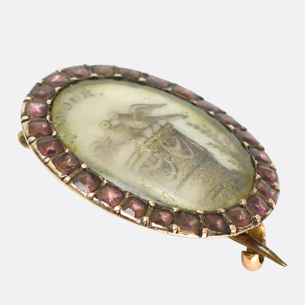 Georgian Garnet L'amour Love Birds Lace Pin