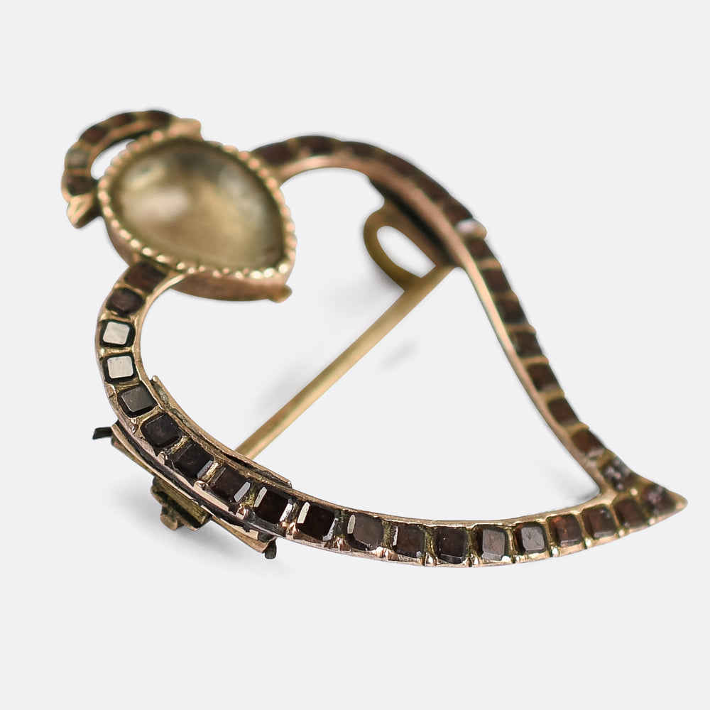 Georgian Garnet Witch's Heart Brooch