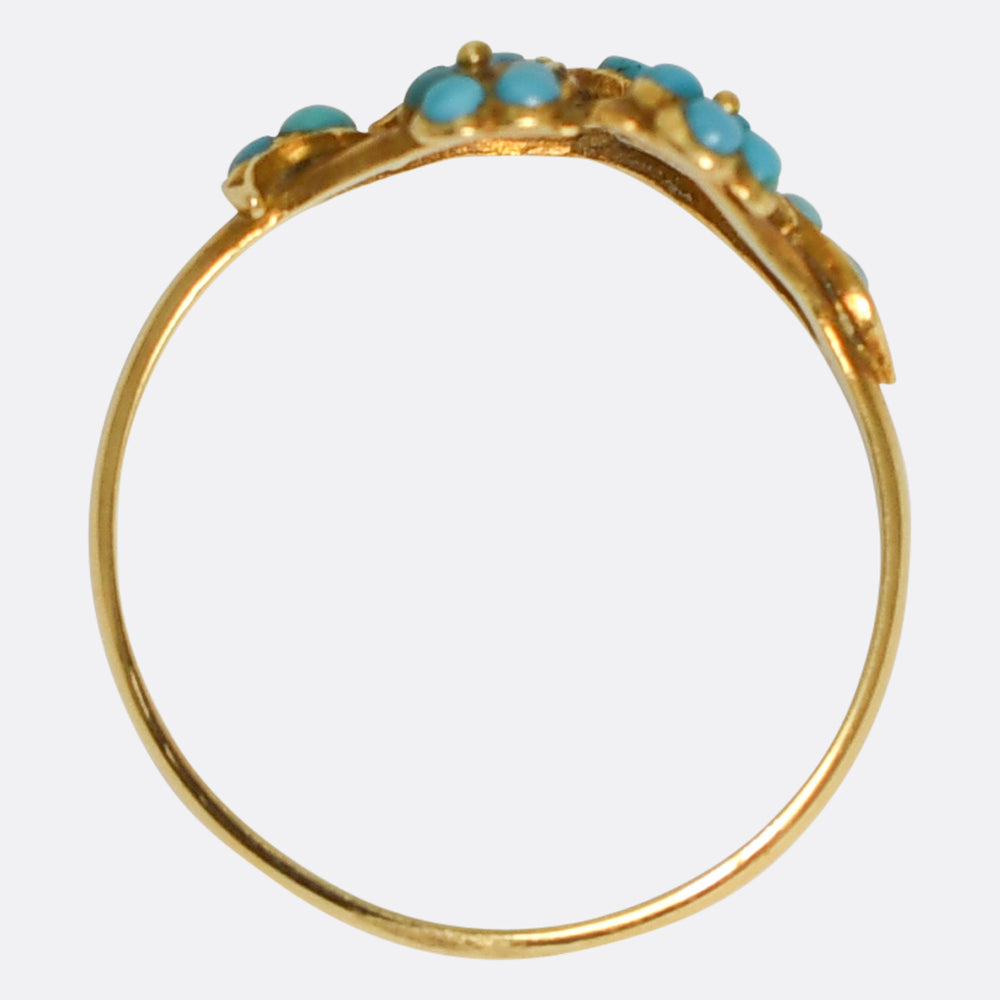 Georgian Gold Turquoise Giardinetti Ring
