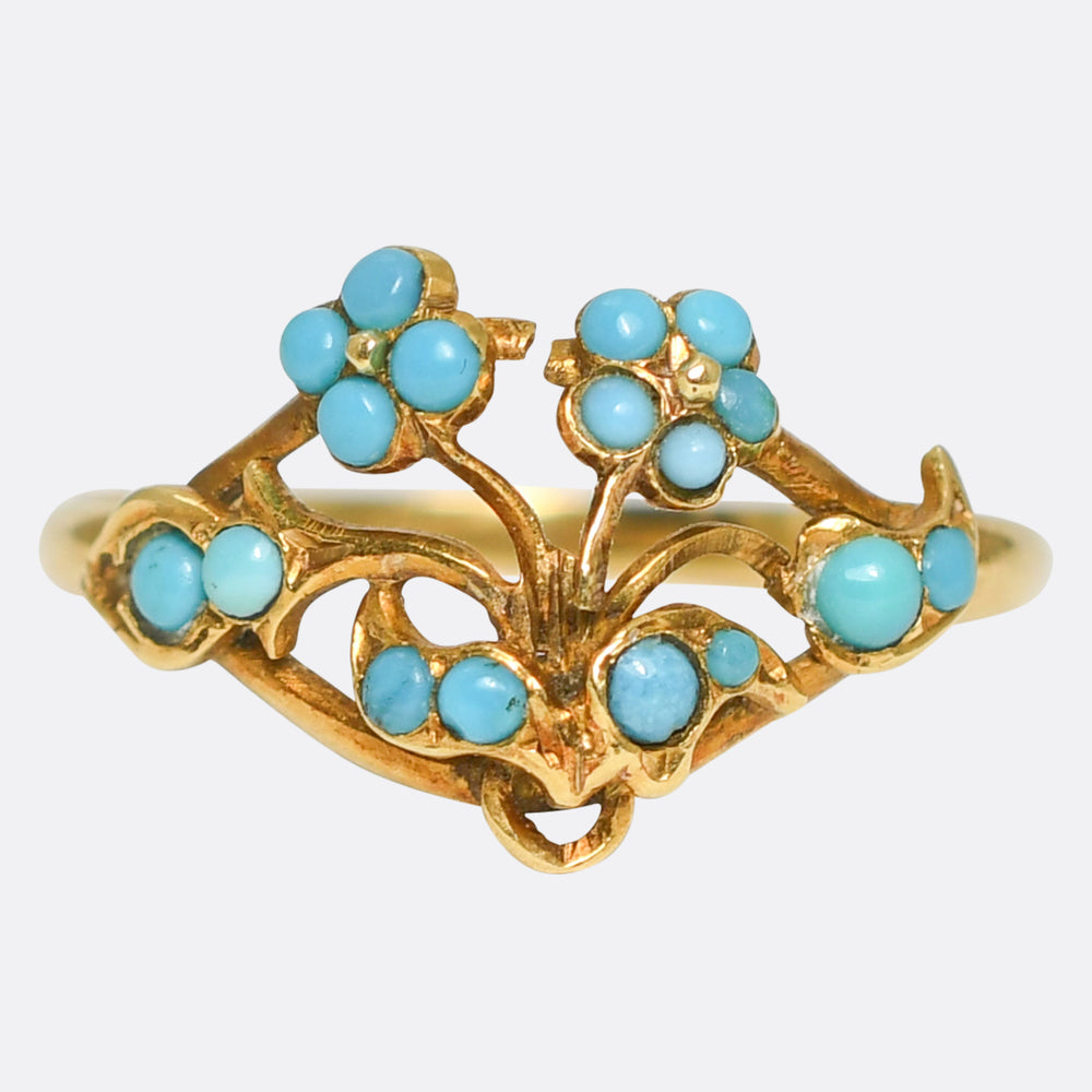 Georgian Gold Turquoise Giardinetti Ring