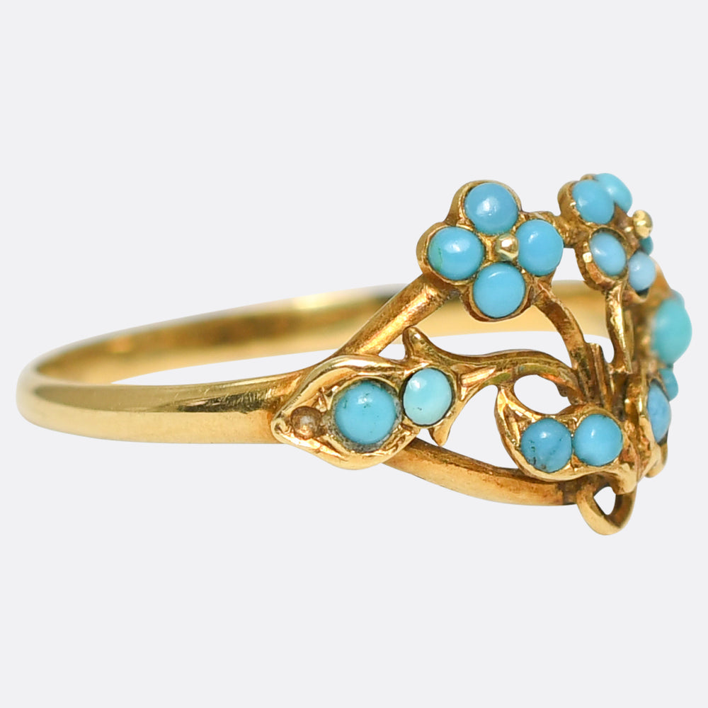 Georgian Gold Turquoise Giardinetti Ring