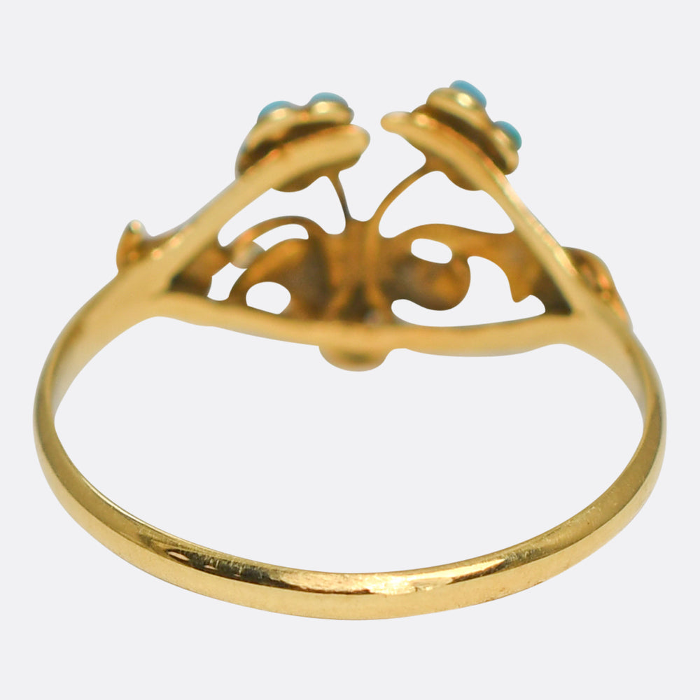 Georgian Gold Turquoise Giardinetti Ring