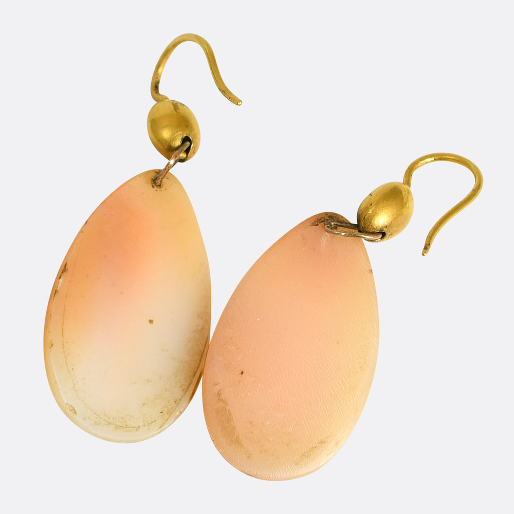 Georgian Hebe & Hermes Shell Cameo Earrings