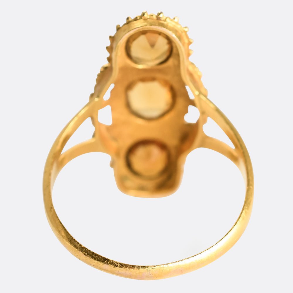 Georgian Imperial Topaz Three-Stone Ring