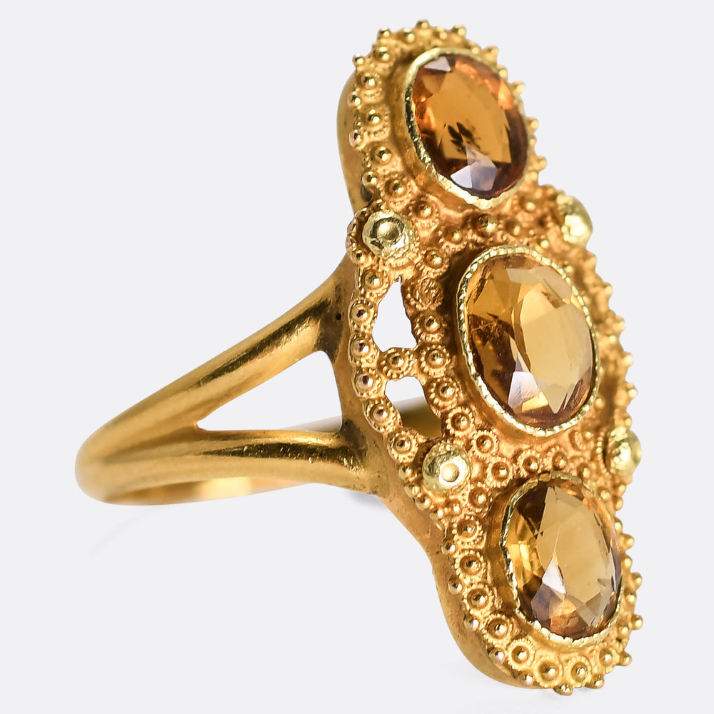 Georgian Imperial Topaz Three-Stone Ring