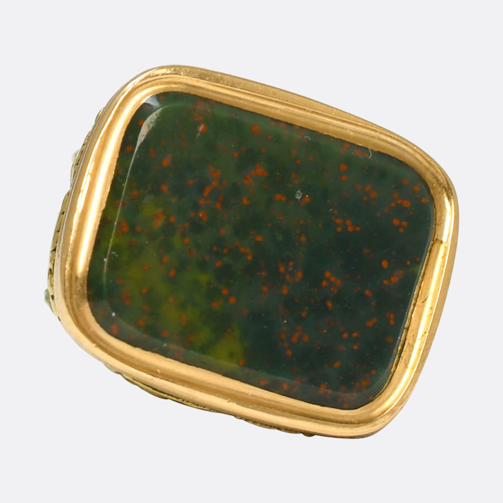 Georgian Language of Flowers Bloodstone Seal Fob Pendant