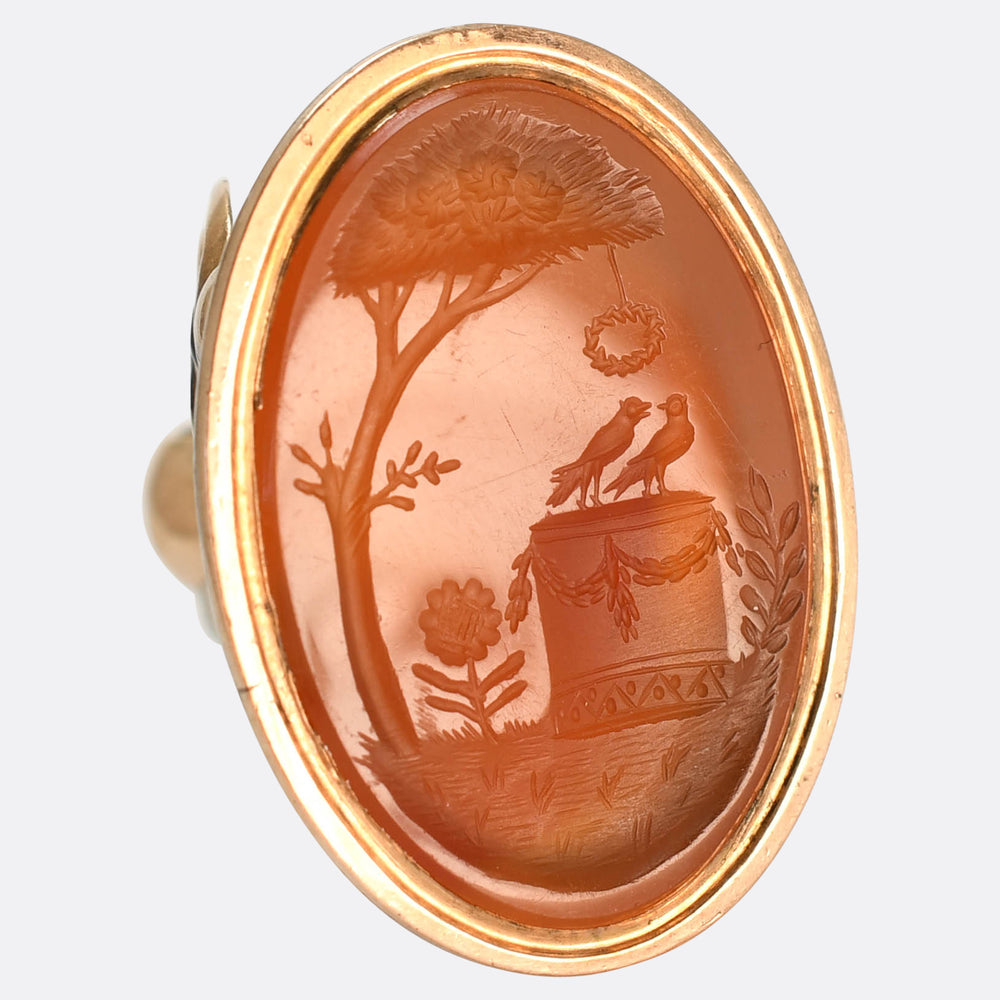 Georgian Love Bird Carnelian Seal Fob Pendant