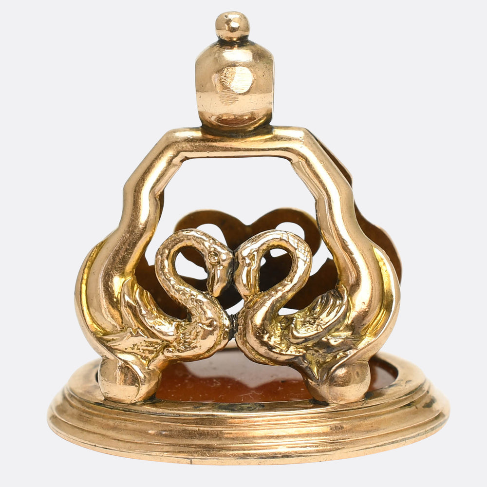 Georgian Love Bird Carnelian Seal Fob Pendant