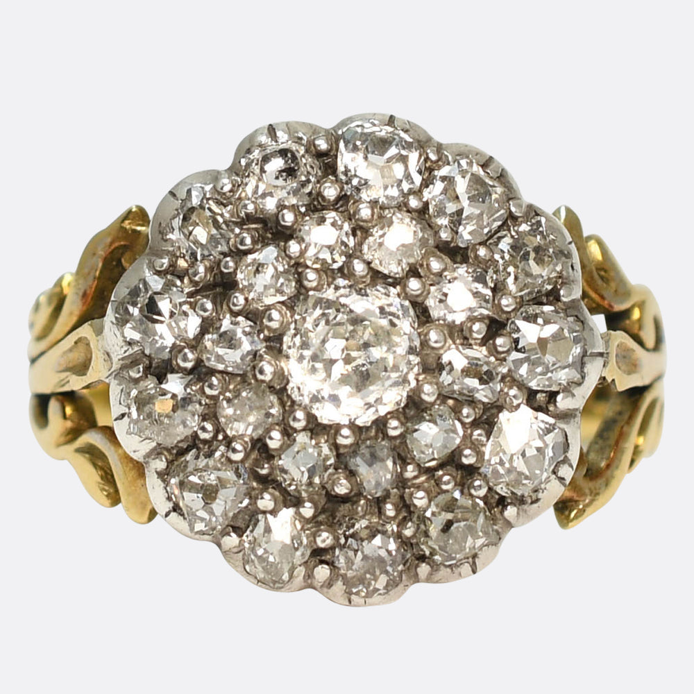 Georgian Old Cut Diamond Cobblestone Cluster Ring