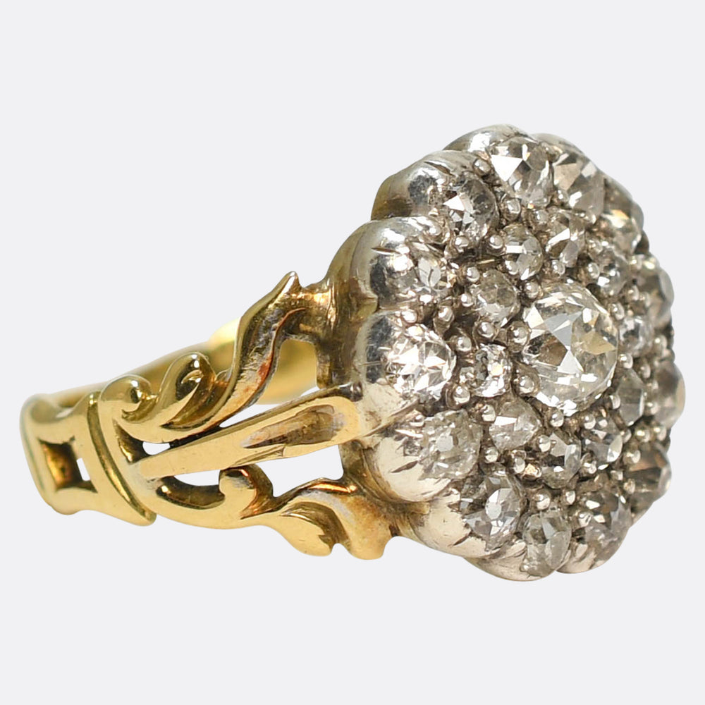 Georgian Old Cut Diamond Cobblestone Cluster Ring