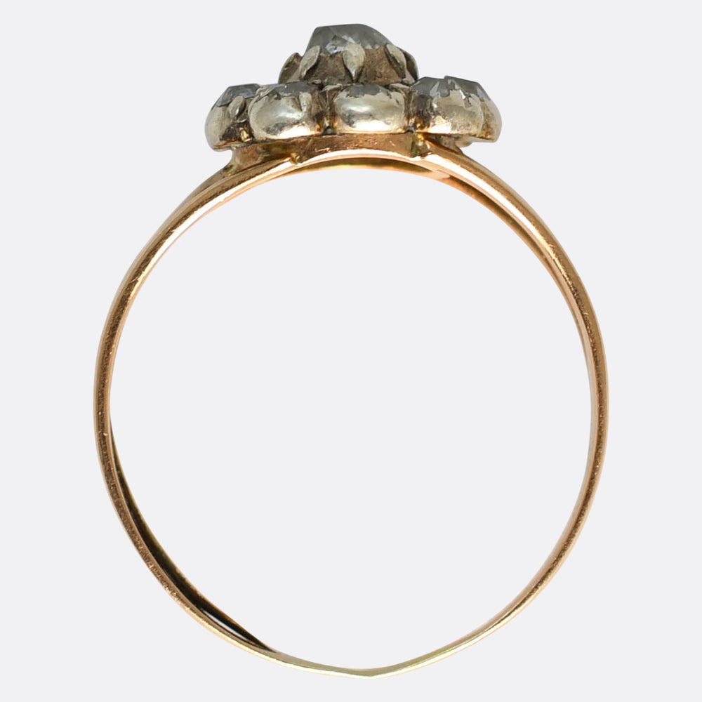 Georgian Old Cut Diamond Flower Cluster Ring