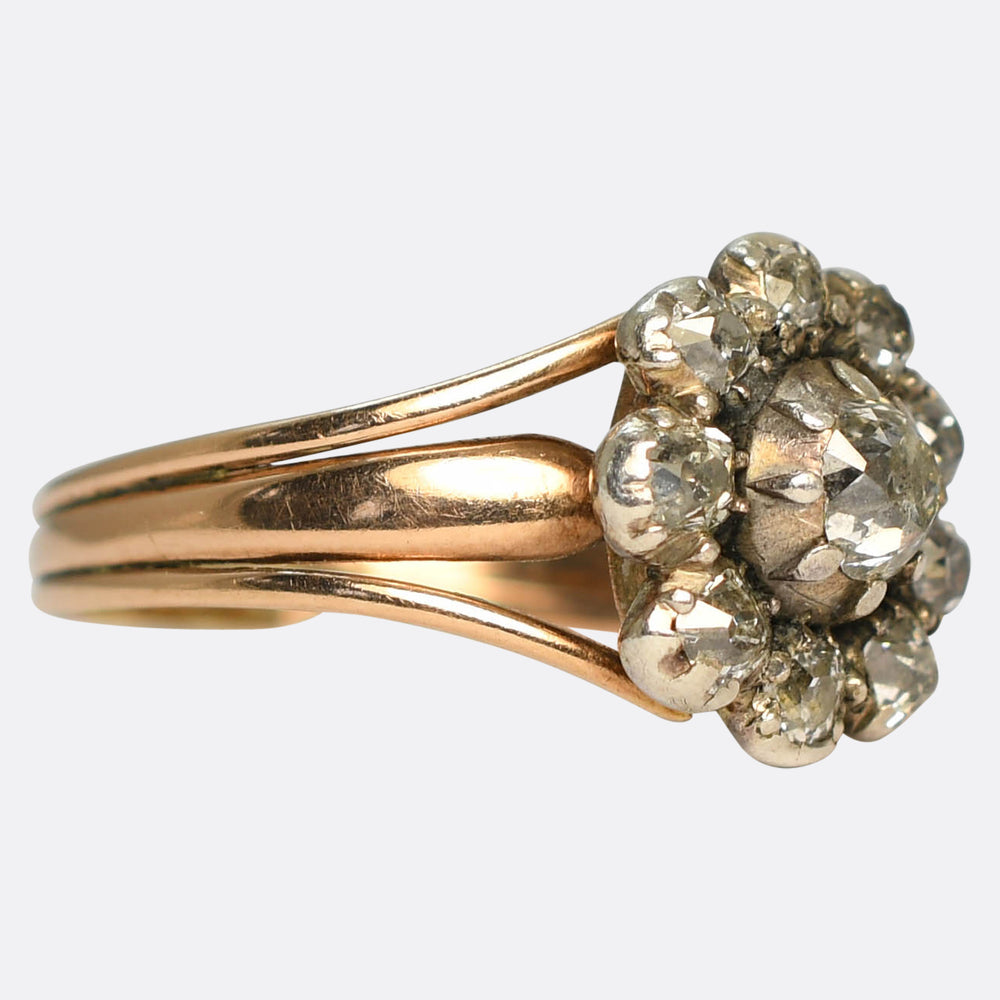 Georgian Old Cut Diamond Flower Cluster Ring